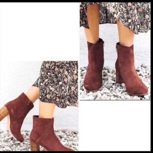 Soludos Midheel Venetian Suede Leather Ankle Bootie in Mahogany Size 8.5 $175